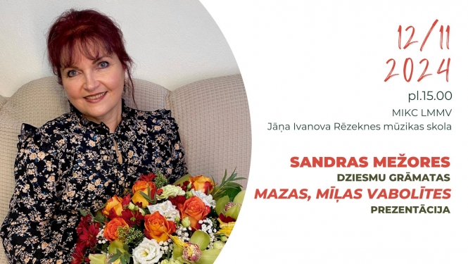 Sandras Mežores grāmatas prezentācijas afiša